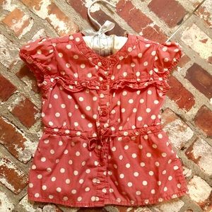 Genuine Kids 12M Pink w/ Poka Dots Baby Blouse